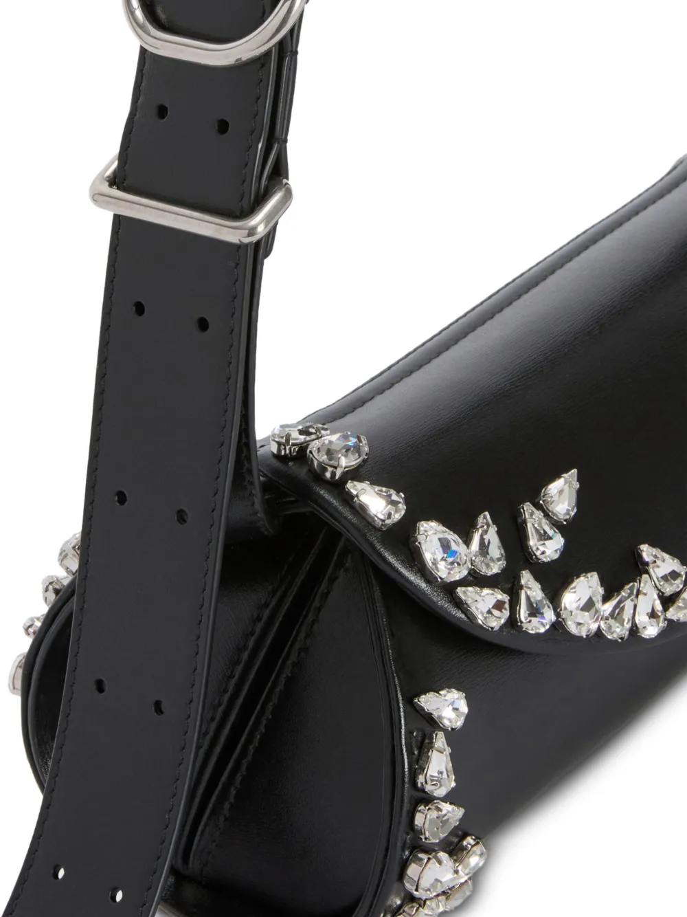 Jil Sander Small Cannolo Crystal Shoulder Bag In Black