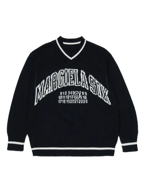MM6 Maison Margiela Kids V-neck logo sweater