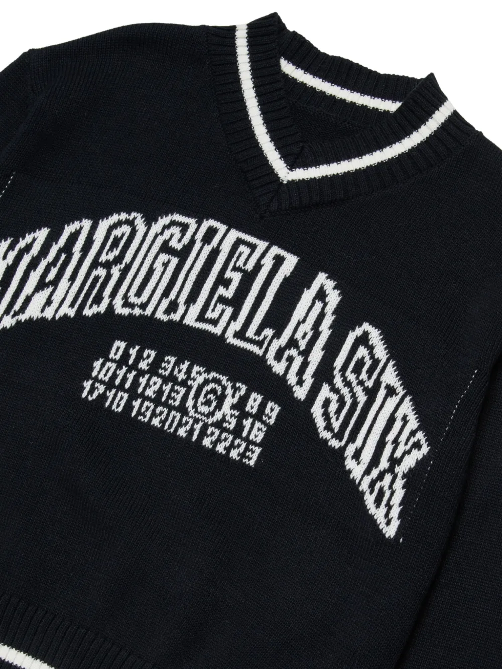 MM6 Maison Margiela Kids Trui met V-hals en logo Zwart