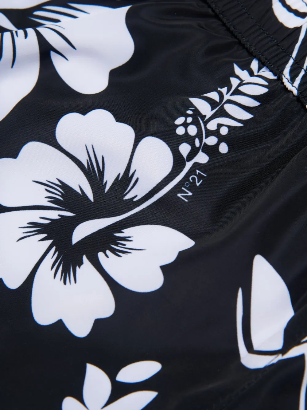 Nº21 Kids Zwembroek met bloemenprint Zwart