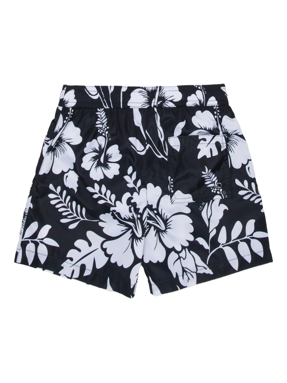 Nº21 Kids Zwembroek met bloemenprint Zwart
