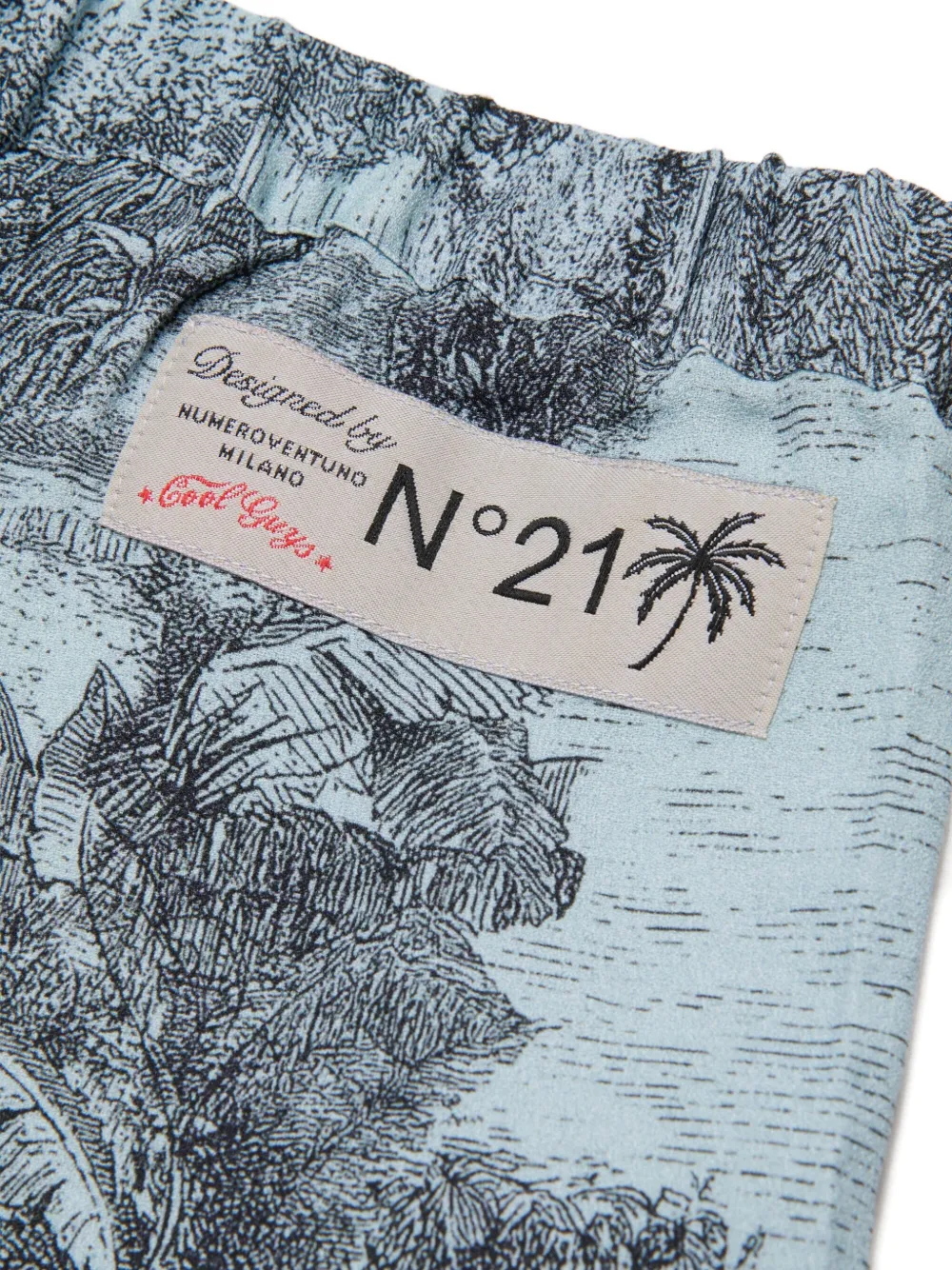  Nº21 Kids Printed Trim Casual Trousers - Blue 