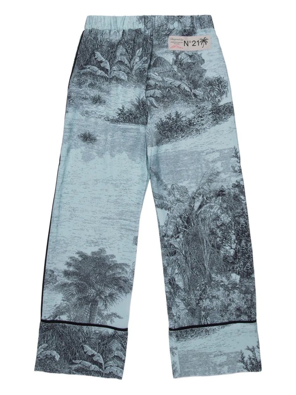  Nº21 Kids Printed Trim Casual Trousers - Blue 