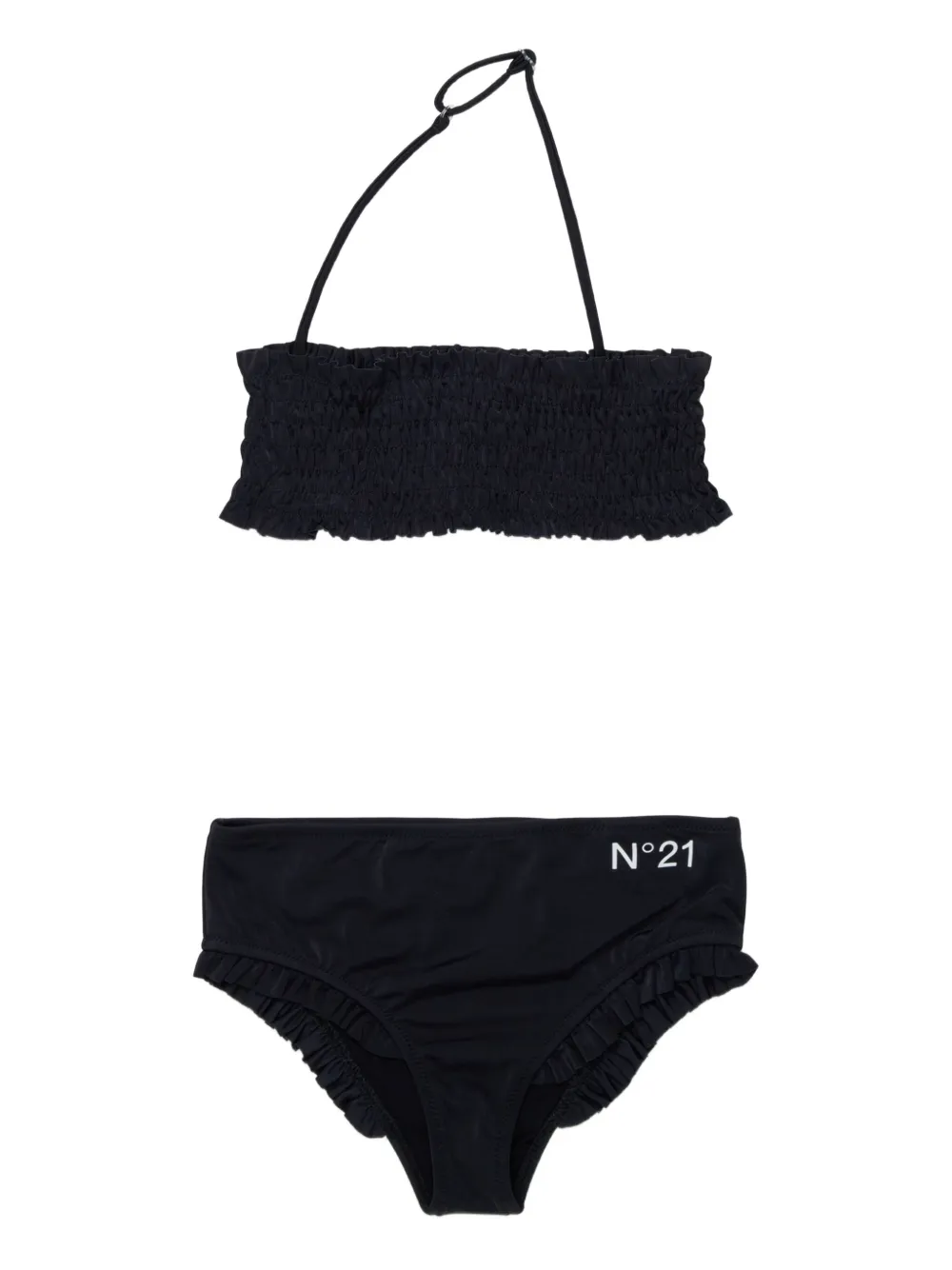Nº21 Kids Bikini con arricciature - Nero