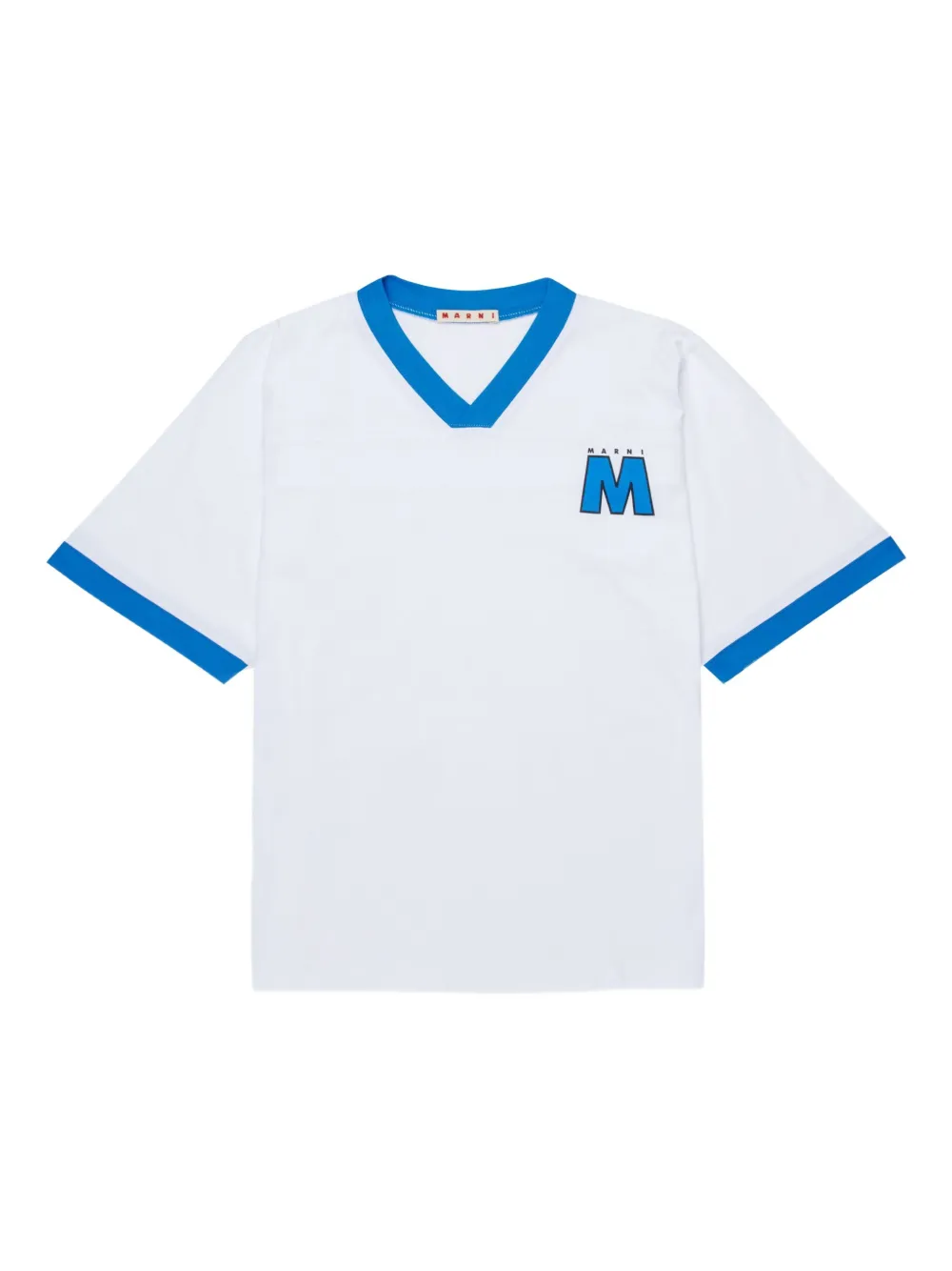 Marni Kids T-shirt con logo e scollo a V - Bianco