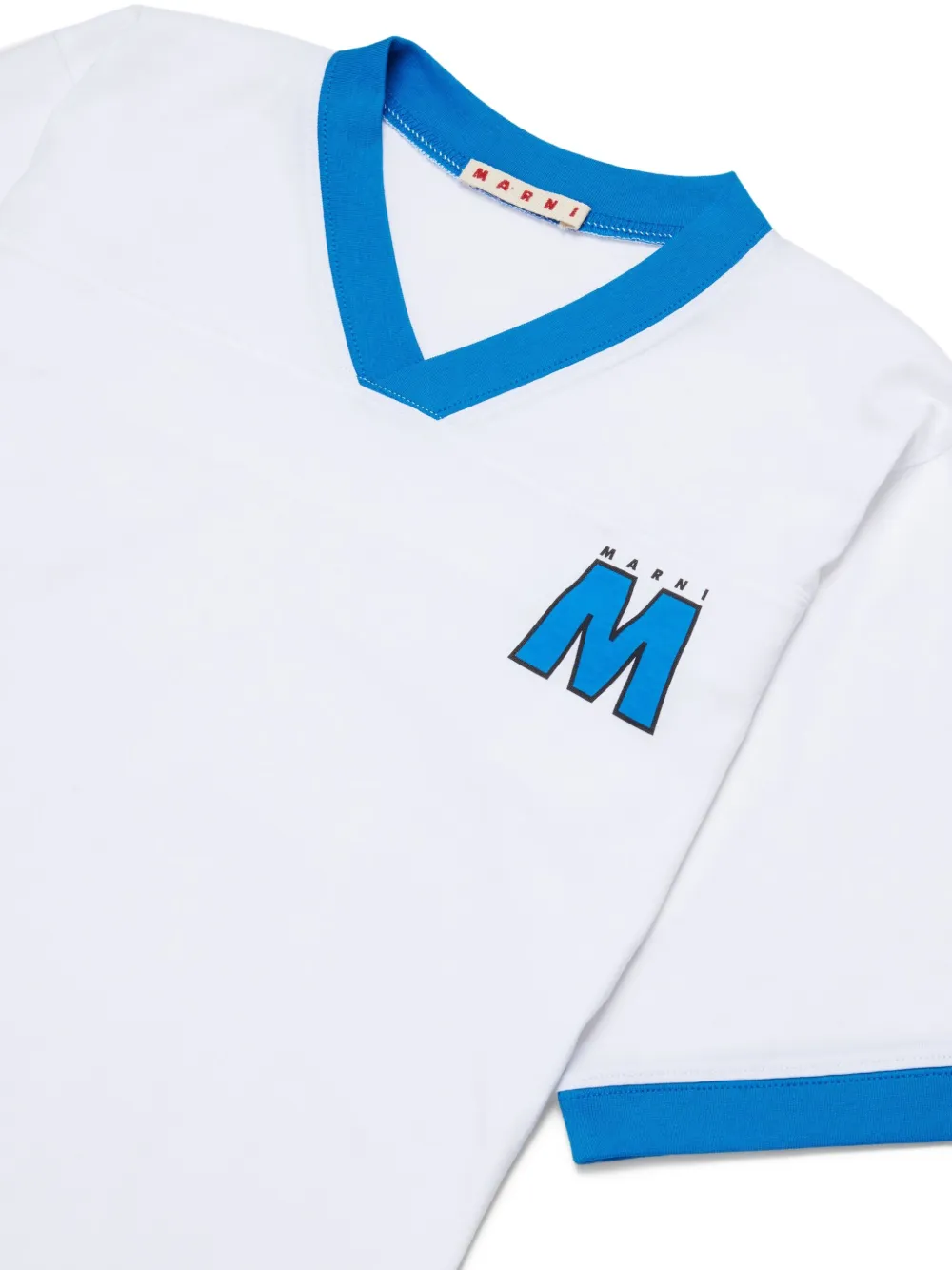 Marni Kids T-shirt met V-hals en logo Wit