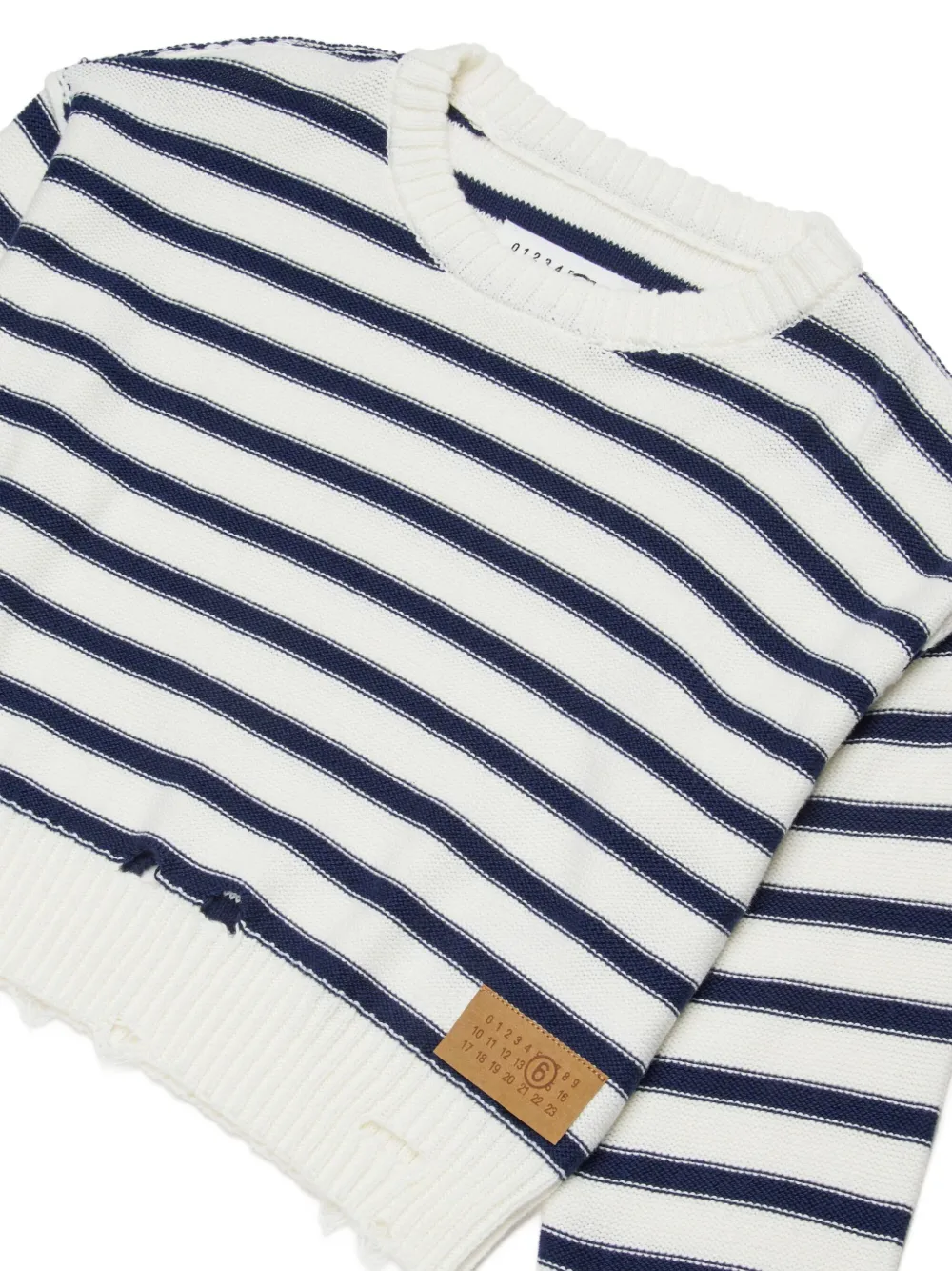 MM6 Maison Margiela Kids Gestreepte trui met gerafeld effect Wit