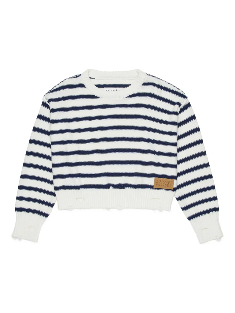MM6 Maison Margiela Kids Maglione a righe con effetto vissuto - Bianco