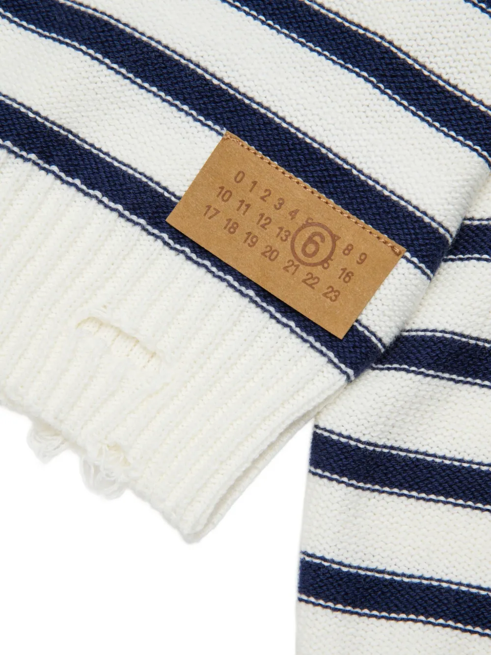 MM6 Maison Margiela Kids Gestreepte trui met gerafeld effect Wit