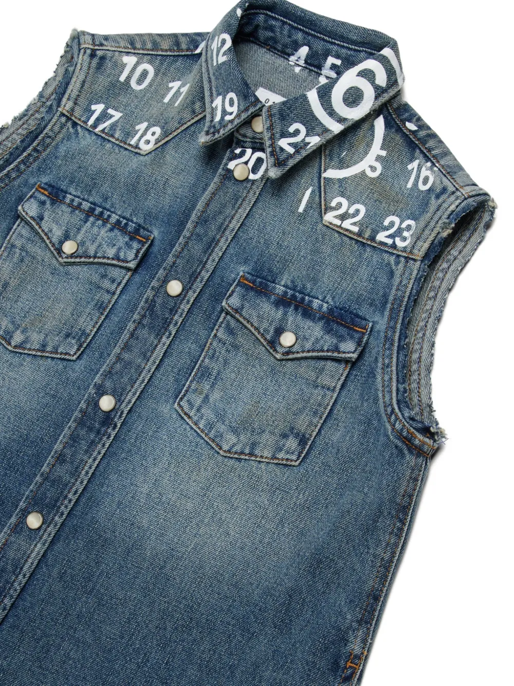 MM6 Maison Margiela Kids Mouwloze spijkerjurk met knopen Blauw