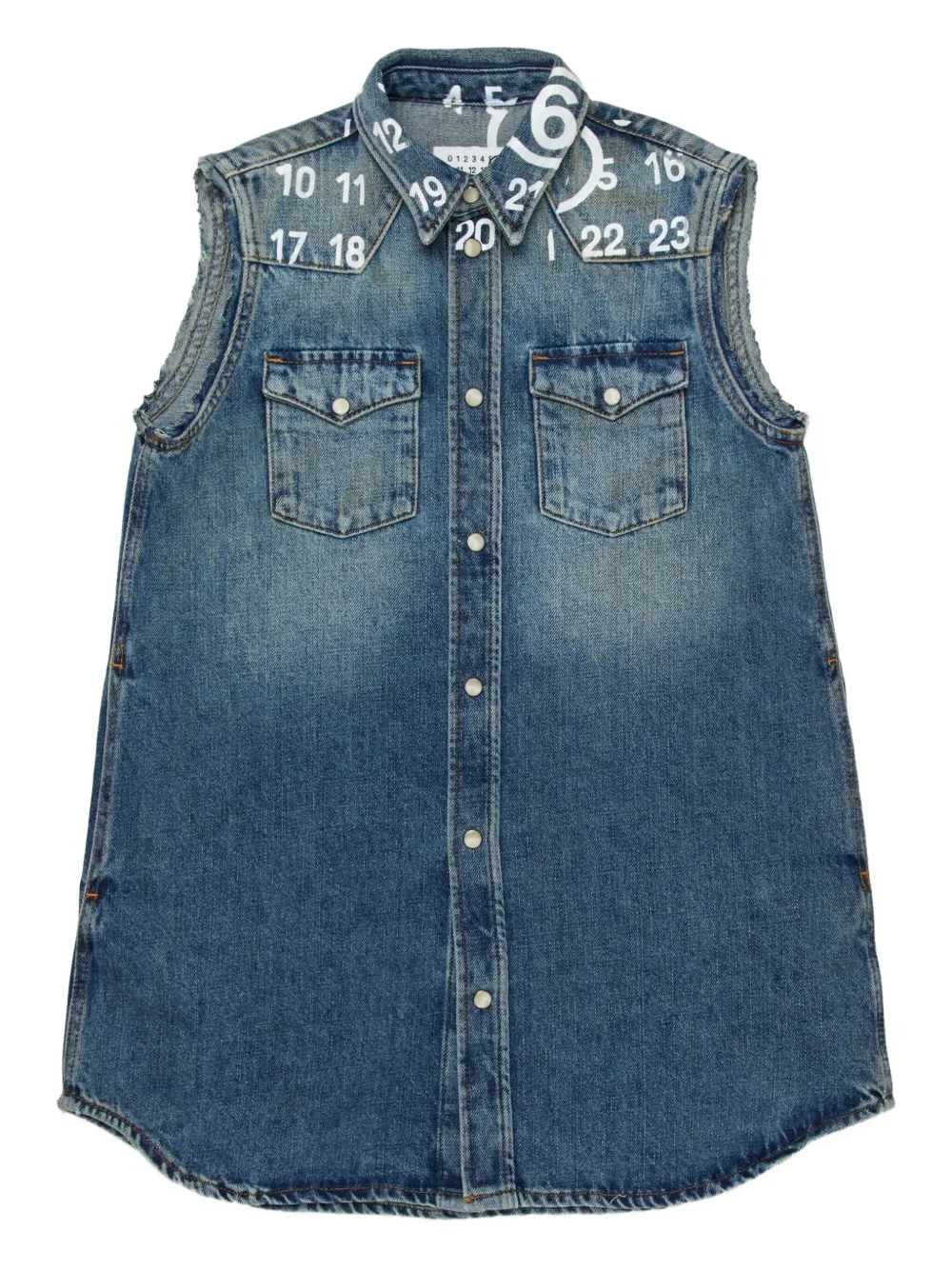 MM6 Maison Margiela Kids Abito denim smanicato - Blu
