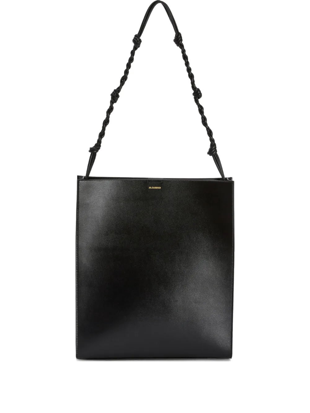 Jil Sander Tangle Knotted Strap Embossed Logo Shoulder Bag In Black
