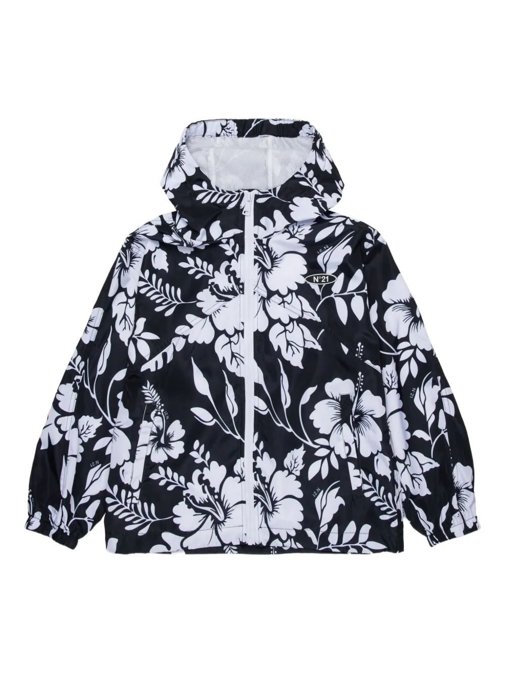 Nº21 Kids Impermeabile a fiori - Nero