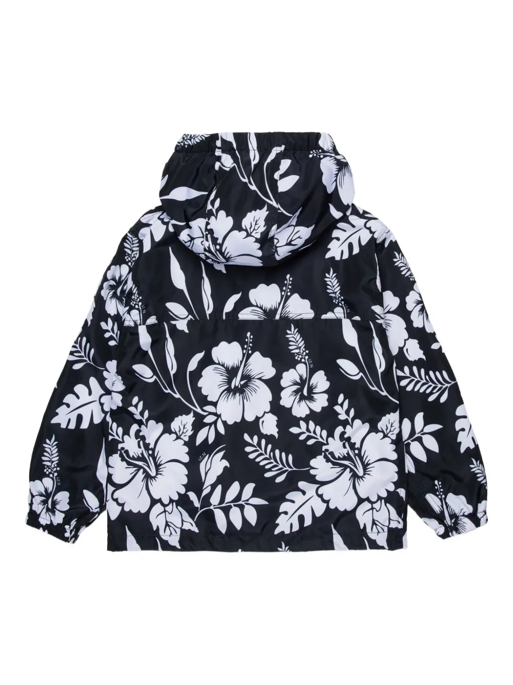 Nº21 Kids Regenjas met bloemenprint en capuchon Zwart