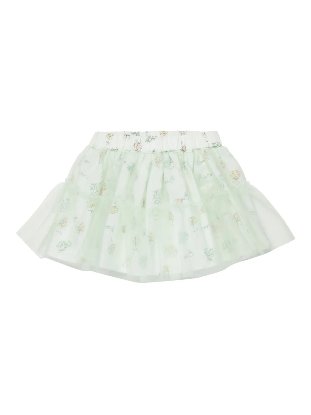 Marni Kids Rok met ruches en bloemenprint - Wit
