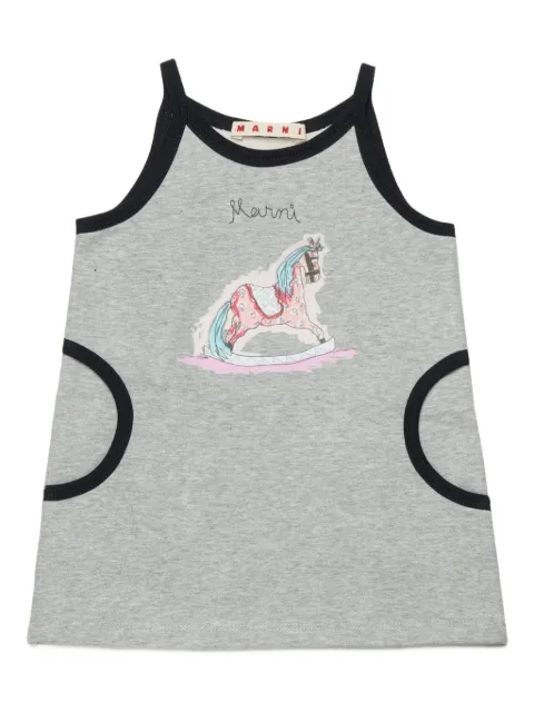 Marni Kids graphic-print trim-detail cotton dress