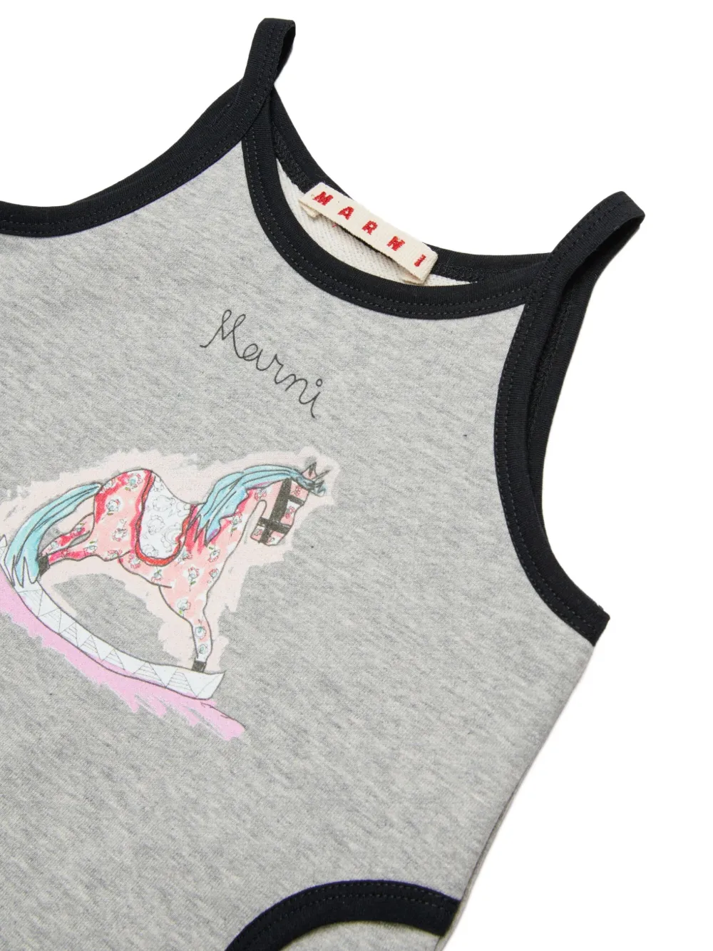 Marni Kids Katoenen jurk met grafische print en afwerking Grijs