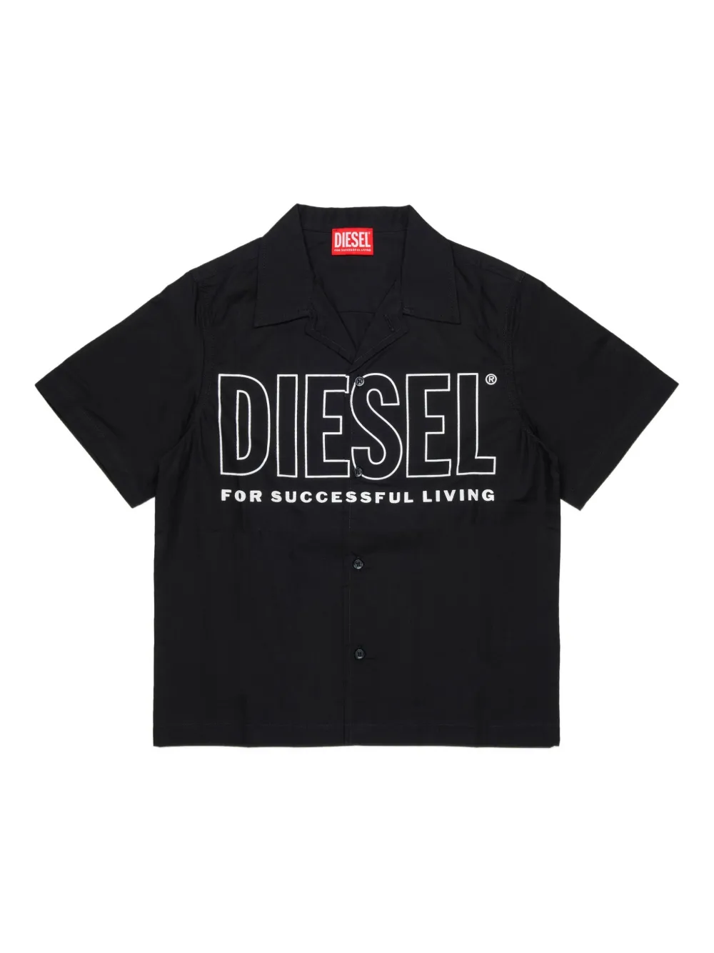 Diesel Kids Camicia in cotone con logo - Nero