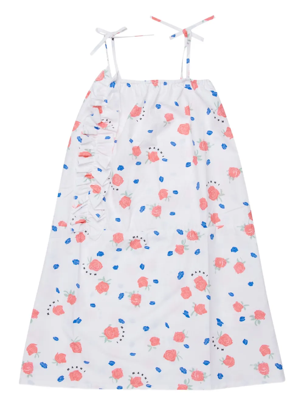 Marni Kids Abito a fiori con ruches - Bianco
