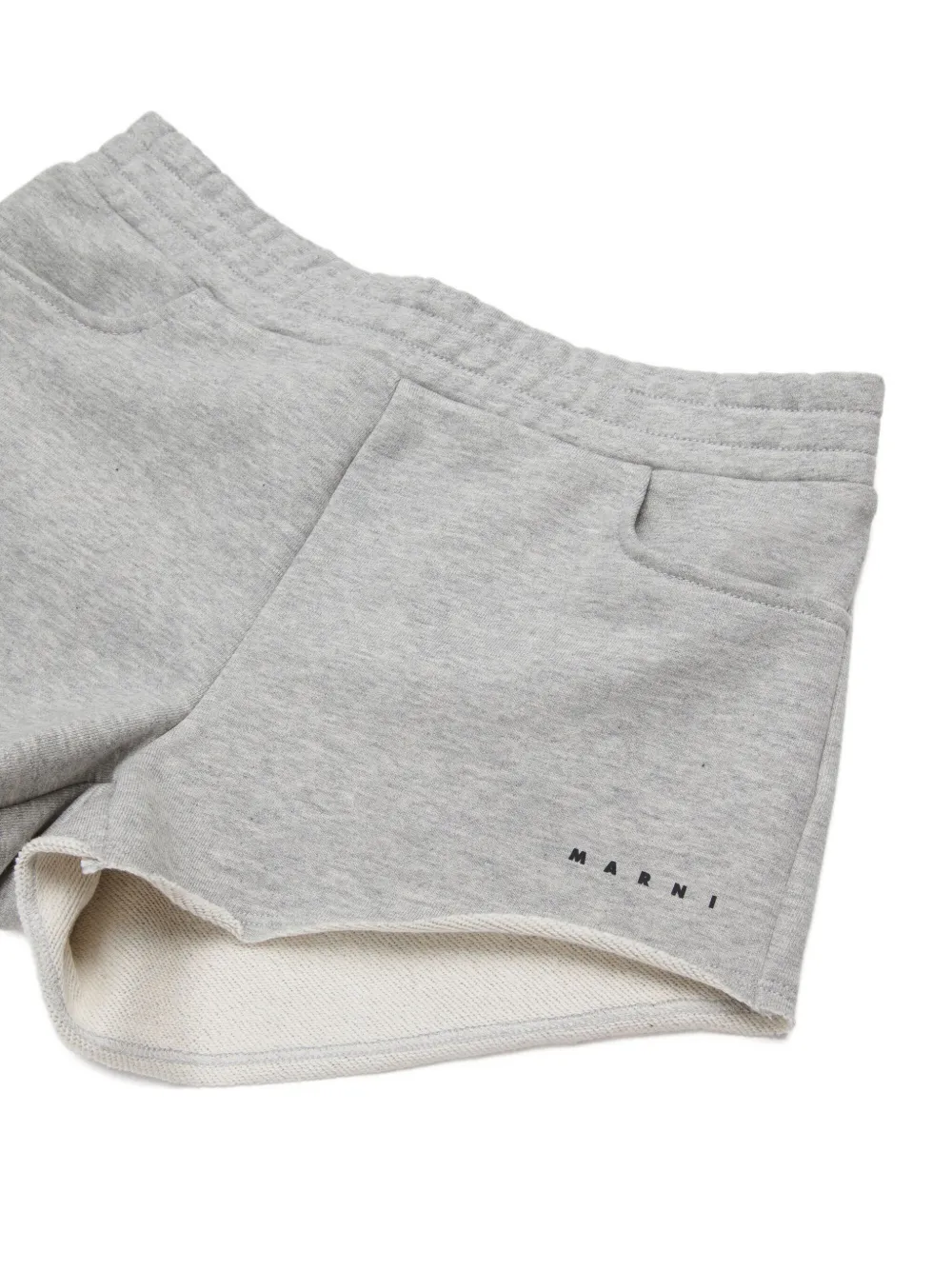 Marni Kids Shorts met gerafelde afwerking en logo Grijs