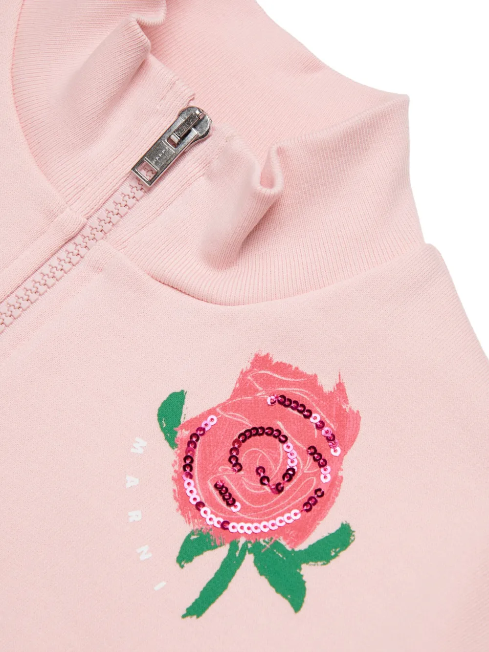 Marni Kids Sweater met roosprint en rits Roze