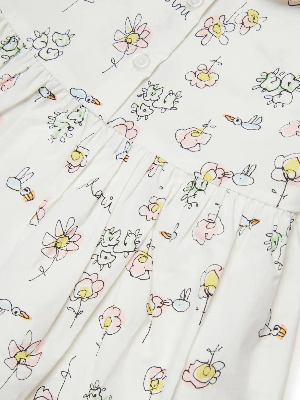 Marni Kids Jurk met Peter Pan kraag en bloemenprint Wit