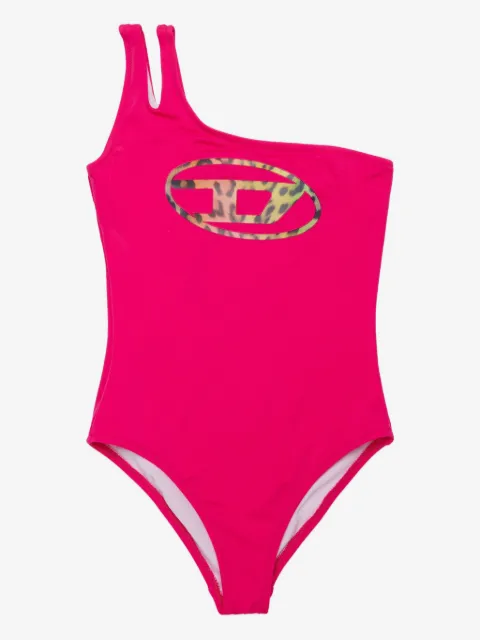 Diesel Kids one-shoulder logo-print swimsuit