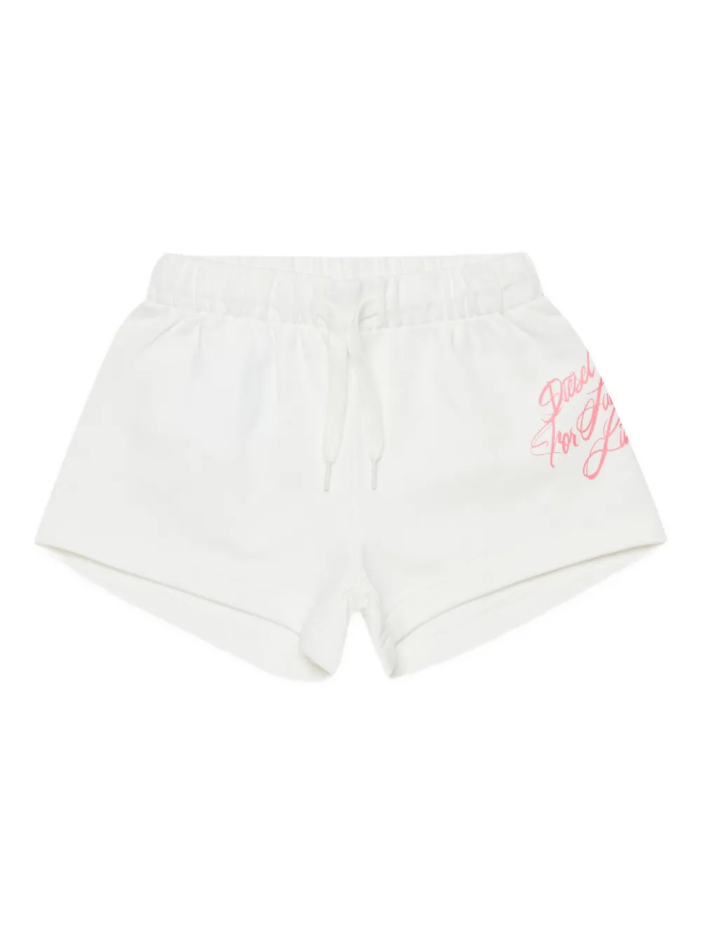 Diesel Kids' Pedim Drawstring-fasteninh Cotton Shorts In White
