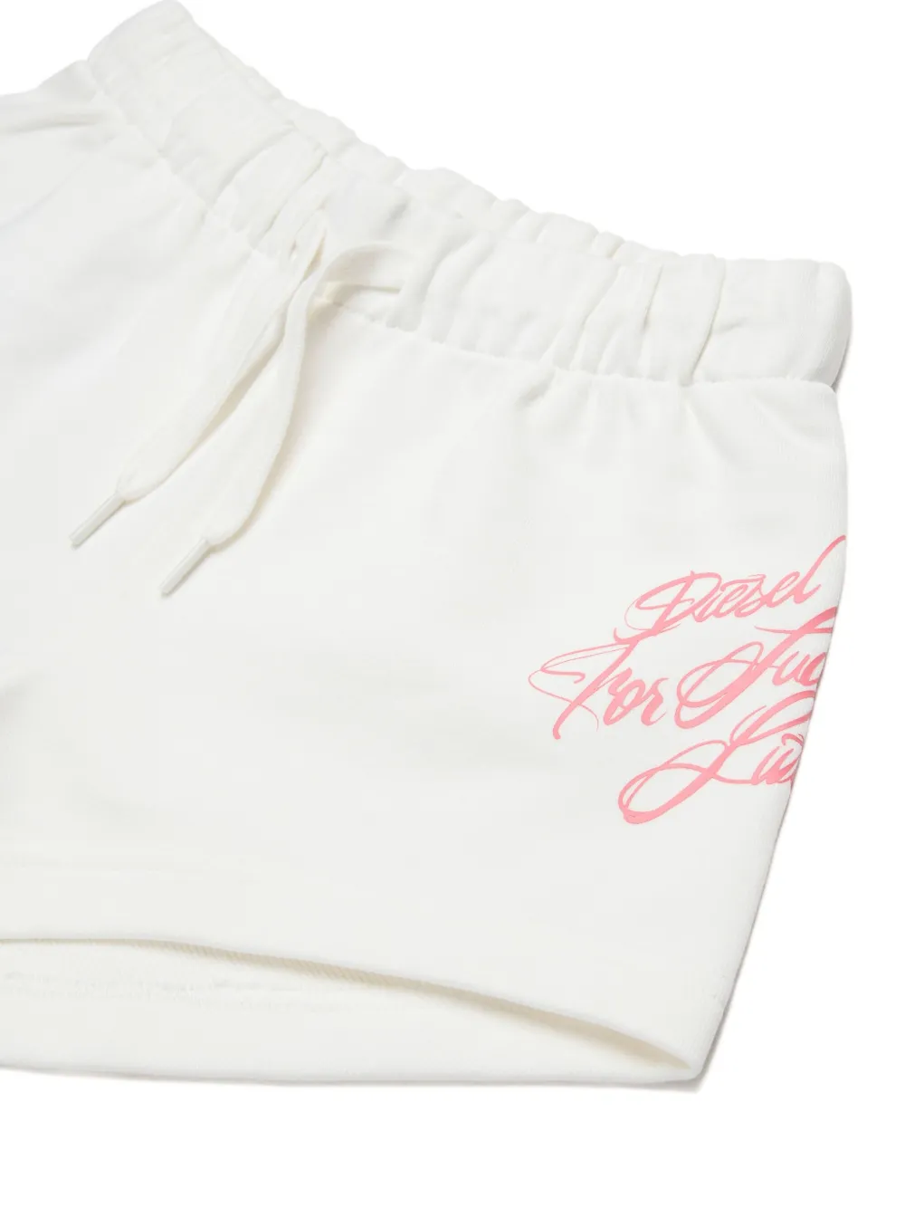  Diesel Kids Pedim Drawstring-fasteninh Cotton Shorts - White 