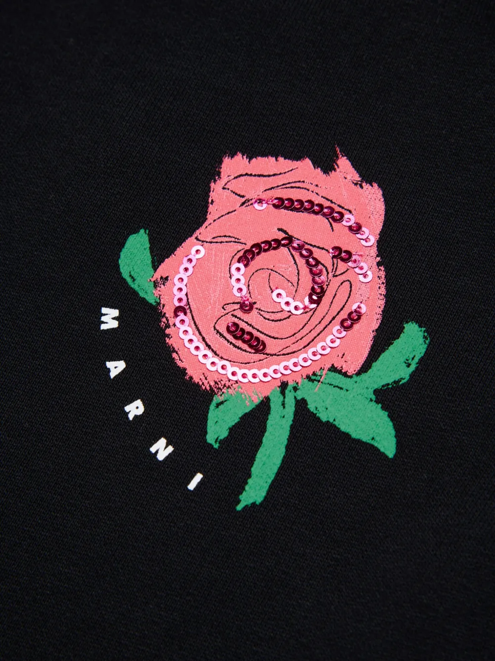 Marni Kids Jurk met ruches en roosdetail Zwart