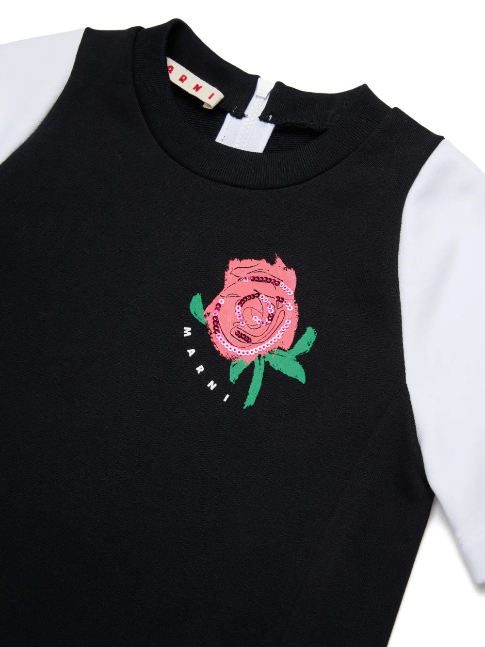 Marni Kids Jurk met ruches en roosdetail Zwart