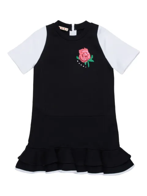 Marni Kids rose-detail ruffled dress