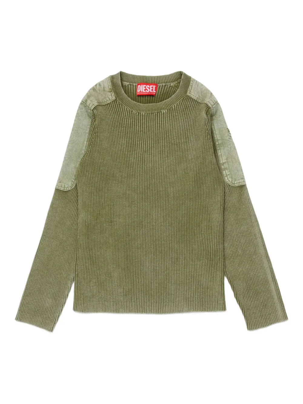 Diesel Kids Maglione Kameryn con inserti a coste - Verde