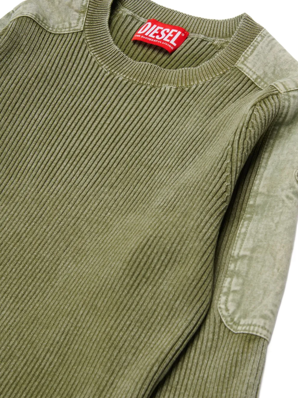 Diesel Kids Kameryn geribbelde trui met vlakken Groen