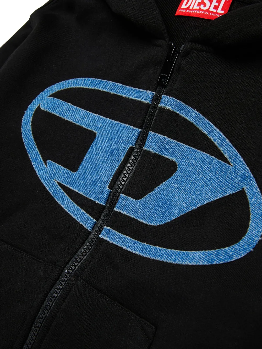Diesel Slogy Over Logo Zipped Hoodie In Blue