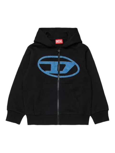 Diesel Kids Slogy Over logo zipped hoodie