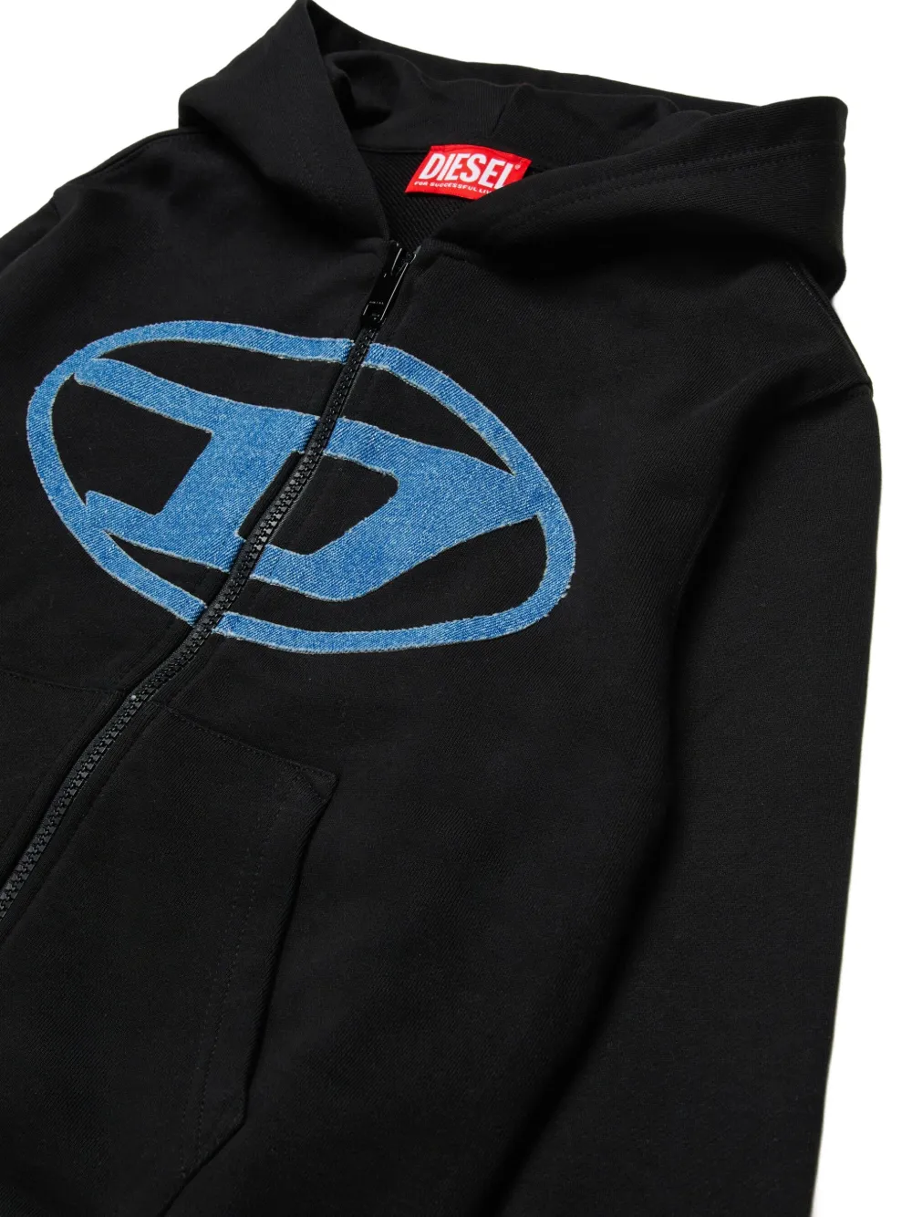 Diesel Slogy Over Logo Zipped Hoodie In Blue