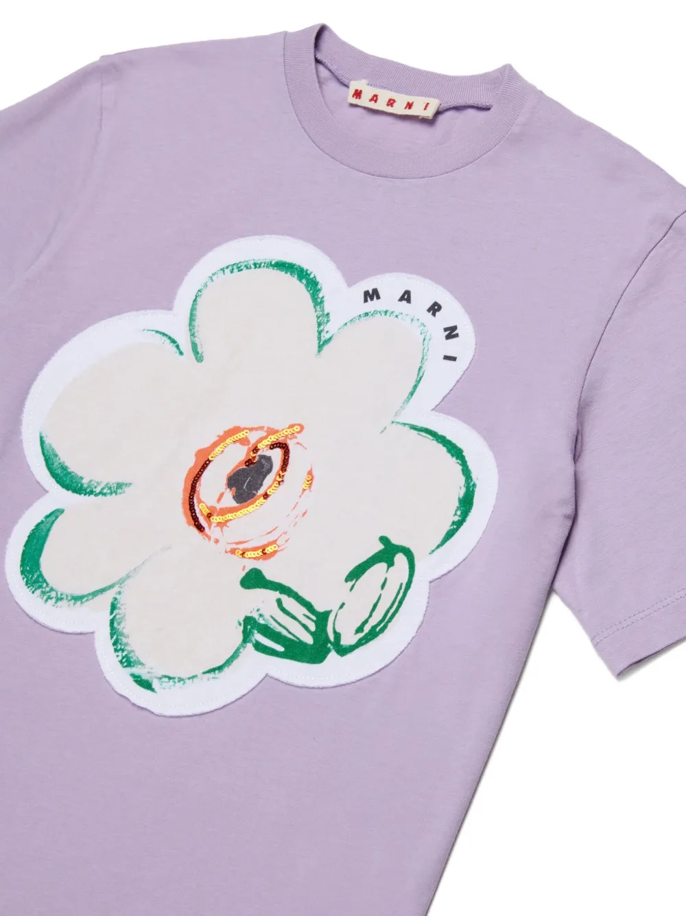 Marni Kids T-shirt met logo-applicatie Paars