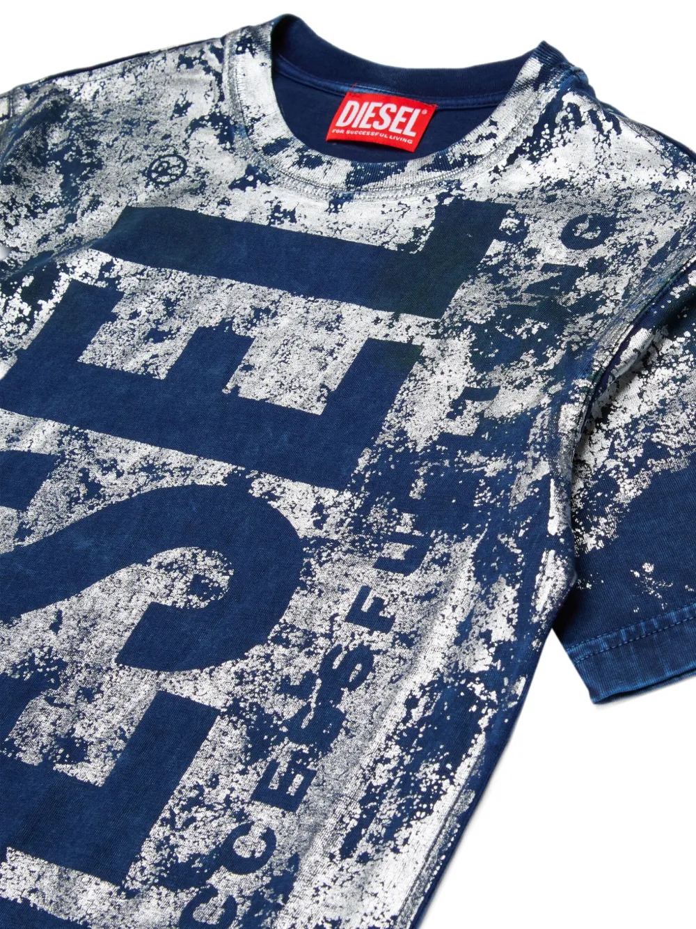Diesel Kids Katoenen T-shirt met logoprint Blauw
