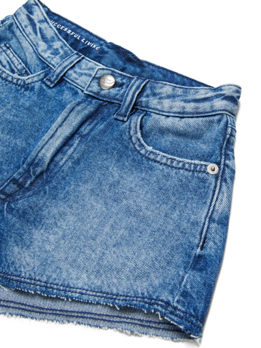  Diesel Kids Short En Jean Plaffy à Bords Francs - Bleu 