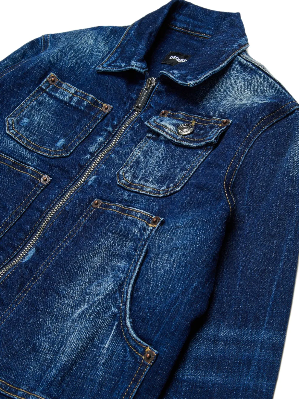  Dsquared2 Kids Pocket Zip-up Denim Jacket - Blue 