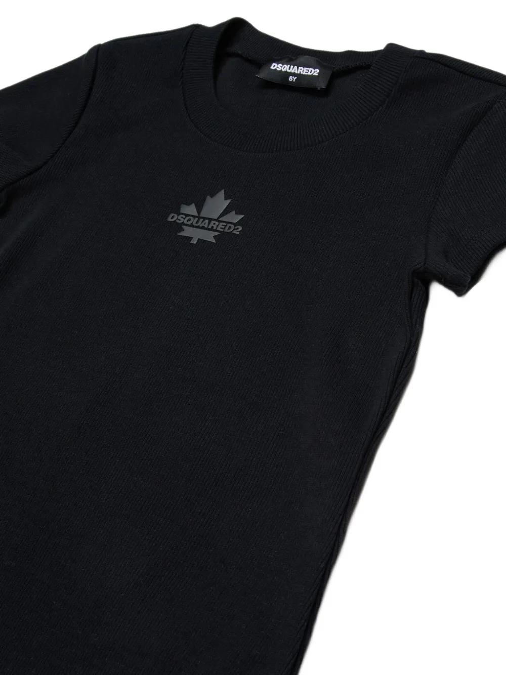 DSQUARED2 KIDS Geribbelde jurk met logodetail Zwart