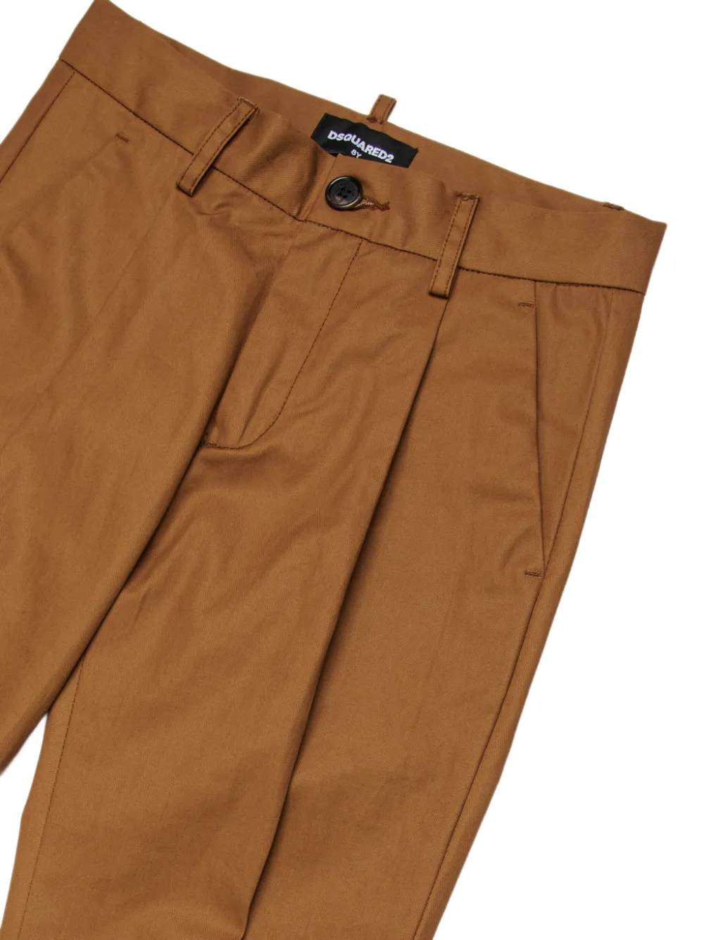 Dsquared2 Logo Cuffed Chinos In Brown