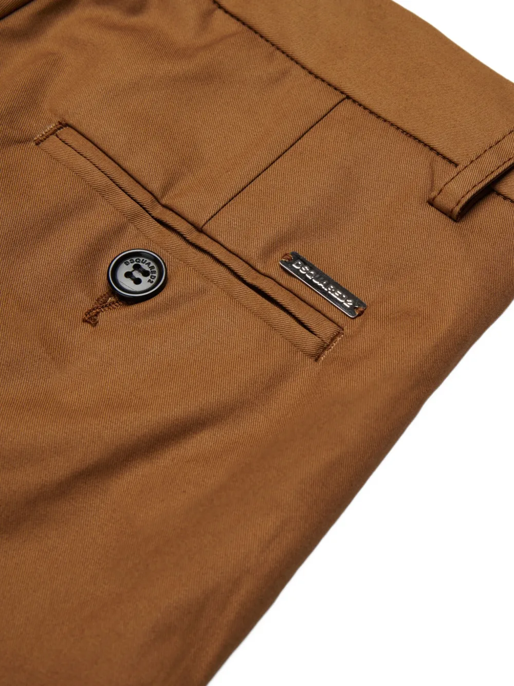 Dsquared2 Logo Cuffed Chinos In Brown