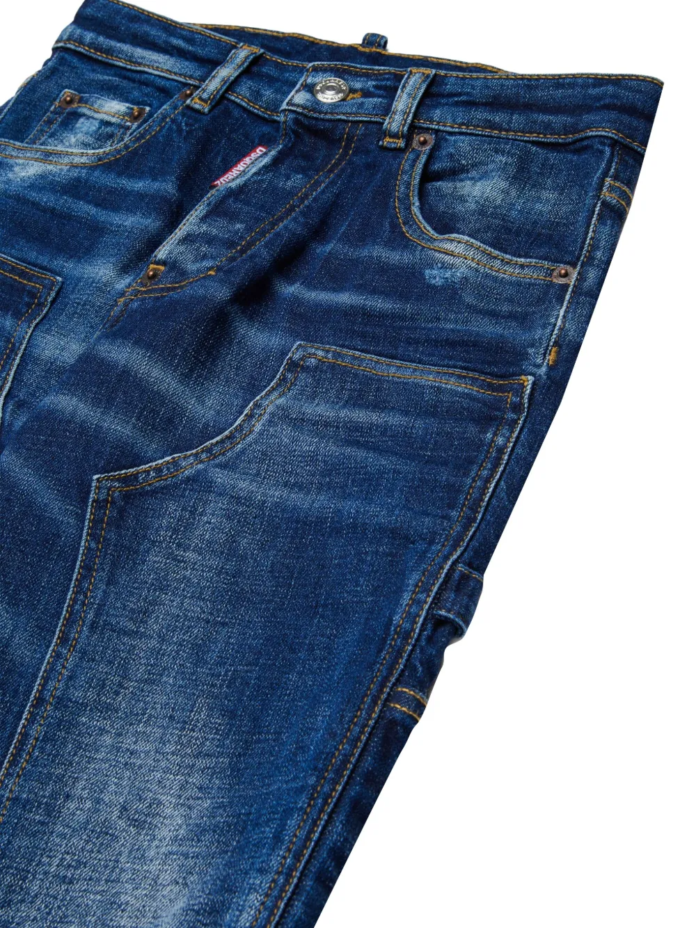 DSQUARED2 KIDS Katoenen jeans met vlakken Blauw