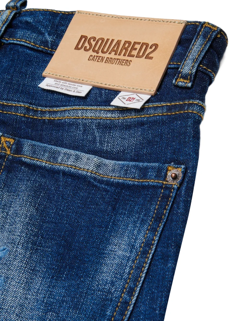 DSQUARED2 KIDS Katoenen jeans met vlakken Blauw