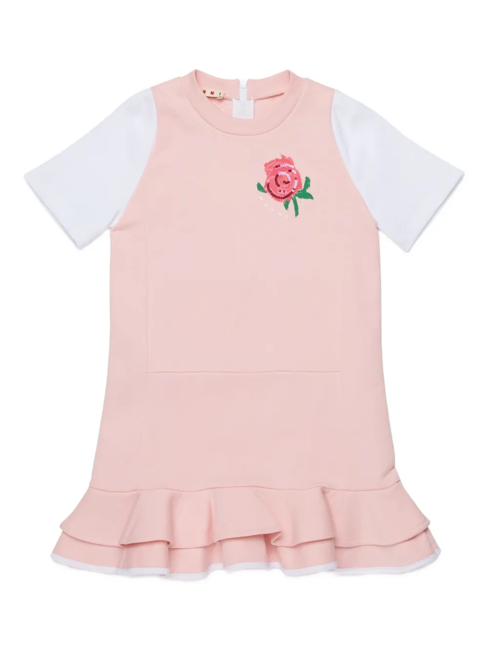 Marni Kids Abito con ruches e stampa rose - Rosa