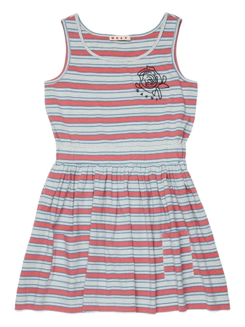 Marni Kids Abito smanicato a righe - Rosso