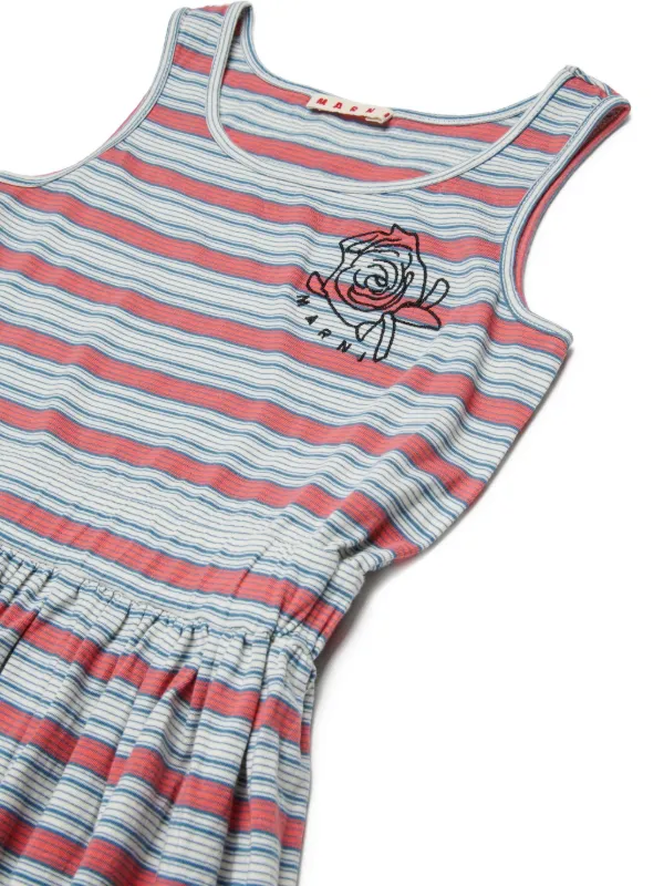 Marni Kids ストライプ ノースリーブ ワンピース | レッド | FARFETCH JP