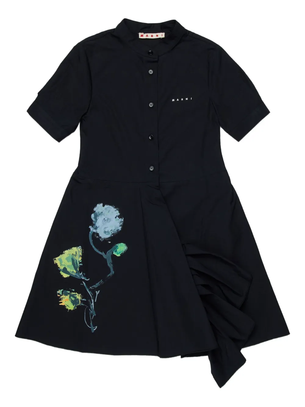 Marni Kids floral-print short-sleeves dress - Black